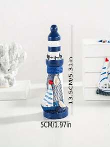 1/5PC13cm Marine Wooden Mini Lighthouse Mediterranean Wind Home Accessories Craft Gifts Marine Lighthouse Ornaments 5-Piece Lighthouse