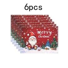 1 set/1 pièce/4 pièces/6 pièces Vaisselle avec motif de lutin et sapin de Noël, vaisselle thermoprotectrice, vaisselle en polyester lavable en machine, vaisselle de protection, décoration centrale, décoration quotidienne pour le salon familial, convient pour la décoration de rassemblement de groupe