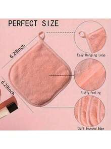 1/3/5pcs Soft Microfiber Facial , Terry Makeup Remover Towels With Hanging Loop, Skin-Friendly, Washable And Reusable