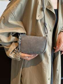 Mini Lychee Texture Crossbody Bag For Women, New Stylish Compact Versatile Daily Bag - Grey - View 2