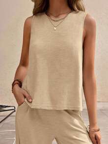 Women Two-Piece Outfits - Khaki - View 5