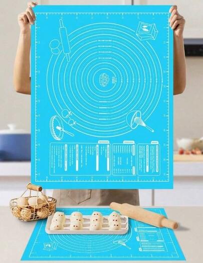 1 stuk kneedmat - Antiaanbaklaag, gemakkelijk schoon te maken - Verkrijgbaar in blauw/paars/wit/roze, handig in gebruik, geschikt voor koekjes, deeg, cake bakken, essentieel bakgereedschap voor Chinees gebak, ideaal voor Kerstmis, Pasen, Thanksgiving en andere feestdagen