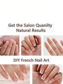 150Pcs Short Square French Gel Nails, Light Pink Deep French Tip Press On Nails, Soft Gel Acrylic Nail Extensions, Manicure Kit Women & Girls - màu nâu - Xem 12