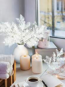 10pcs Artificial Christmas Tree Ornaments, Faux Cedar Leaves, Suitable For Home Decor, Wreaths Christmas Decorations Room Decor