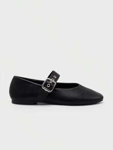 Ballerine da donna con punta quadrata - Nero - Visualizzare 3