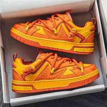 Versatile Retro Casual Student Sports Shoes For Men, Color Block Lace-Up Sneakers, Orange Skate Shoes, A Pair Of Fresh Color Shoes Suitable As Christmas Gift - Orange - View 11