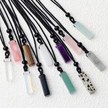 1件天然紫水晶粉色水晶长方形吊坠，DIY项链饰品配件 - 幾何吊墜項鍊 - 查看 2