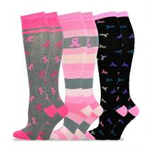 Breast Cancer Awareness Socks Women - Pink Ribbon Crew Socks 5 Pair Pack - Cotton- Comfortable Everyday Wear - Support A Cause - 如圖700 - 查看 5