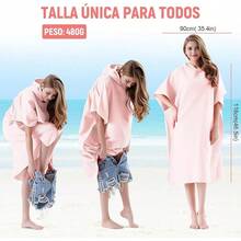 Poncho Microfibra Natacion, para Natacion Secado Rápido y Cómodo, de Baño con Capucha, Poncho de Toalla para Cambiarse para Mujeres y Hombres en Playa, Surf y Natación (Azul) - Rosa - Ver 7