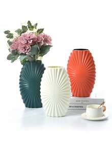 1 قطعة إناء بلاستيكي بمظهر السيراميك، تصميم مانع للانزلاق قوي ومتين، إناء فاخر مثالي كهدية لعيد الميلاد والهالوين وعيد الشكر والفصح، مناسب لديكور غرفة المعيشة والنوم والحديقة ومكتب العمل، متوفر ب- 3 خيارات لون