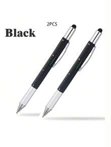 1pc/2pcs 6-In-1 Multifunctional Tool Pen, Building Tool, Gift Pen With 1.0mm Black Ballpoint Pen, Ruler, Stylus, Level, Screwdriver, Pen Tool, Gift For Men, Christmas, Birthday, Teacher - Multicolor - View 14