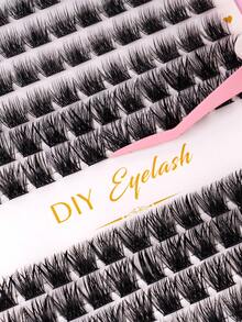 384pcs/Set Large Capacity D-Curl Fluffy False Eyelashes Kit, Thick & Voluminous, Multiple Combinations, Natural & Soft. The Set Includes Eyelash Glue, Adhesive, Setting Gel, Tweezers, And Eyelash Brush, Suitable For Sparse Lash Clusters And False Lashes. Suitable For Travel, Daily Wear (For Beginners), Weddings, Dates, Parties, Holidays, Also Makes A Great Christmas/Halloween/Gift Eyelash Set. - 黑色 - 查看 8