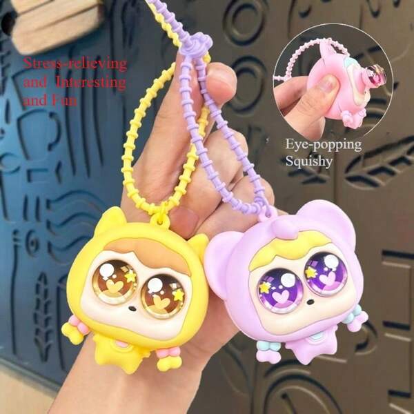 1 chaveiro com pingente para alívio do estresse, decoração inovadora para pendurar em mochila, pingente para bolsa de brinquedos de apertar de menina trançada, chaveiro fofo para fidget, presente para amigos, casais, Natal, volta às aulas