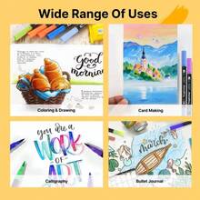 Pennarello a doppia punta, marcatori d'arte a doppia punta fine e morbida per adulti e bambini, per colorare, calligrafia a mano, scrittura, pianificatore, diario, note, disegno artistico, artigianato, forniture scolastiche per il ritorno a scuola