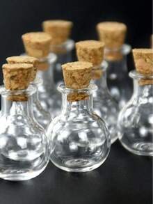 10 pièces Mini bouteilles en verre avec bouchon en liège, bouteille à souhait étoile cadeau, flacons de parfum miniatures sans parfum, bouteilles de dérive décoratives miniatures pour bouteille en verre avec bouchon, pour dérive, souhait, stockage de bonbons, décoration de cristaux et de gravier, flacons en verre ronds, pour l'artisanat, les faveurs de mariage, la décoration d'intérieur