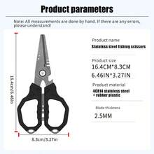 Tijeras de pesca profesionales de 6.4 pulgadas con hojas serradas duales, tijeras para línea de pesca trenzada con recubrimiento de titanio, agarre antideslizante y herramienta multifunción, incluye funda rígida moldeada con cierre, con abridor de botellas