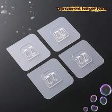 Crochet transparent auto-adhésif - sans trace, (8 pièces/2 pièces), autocollant de fixation de support de rangement mural, crochet à boucle auto-adhésif, crochet en plastique monté au mur, crochet pratique - crochet sans trace, sans perçage requis, pratique et pratique, convient pour la cuisine, la chambre, la salle de bain, le bureau, le bureau.