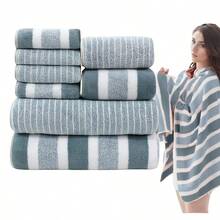 Set di 8 asciugamani rigati, in pile di corallo (fibra sintetica), 2 asciugamani da bagno, 2 asciugamani da mano, 4 salviette, forniture per il bagno, decorazioni per il bagno, accessori per il bagno, leggeri e portatili per uso domestico, viaggi e uso quotidiano, regalo universale per la famiglia, adatto per scuola e dormitorio - Multicolore - Visualizzare 15