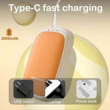 2个装磁性加热暖手宝，二合一可拆卸加热暖手宝，单只2000mAh，3档温度调节，保温，情人节、小狗、嘉年华