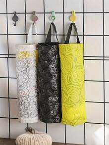 3pcs Kitchen Wall Mounted Storage Bag, Grocery Bag Holder, Mesh Hanging Storage Bag Dispenser, Foldable Garbage Bag Organizer, High-Capacity Shopping Bag Sorting Hanging Bag