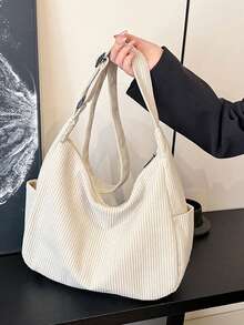 Bolso de mano de pana de unicolor, nueva bolsa de hombro de gran capacidad para hombres, bolso bandolera - Multicolor - Ver 2