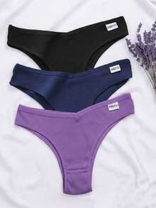 Bộ 3 chiếc quần lót nữ bằng cotton nguyên chất, kiểu dáng cạp chữ V, màu trơn, mềm mại. - Nhiều màu - Xem 5