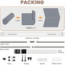 Outdoor Cordless Roller Shade 8' W X 8' H With Spliced Design, 220GSM Roll Up Blinds Shade For Patio, Yard, Deck And Porch, Wheat - 灰色燈芯 - 查看 8