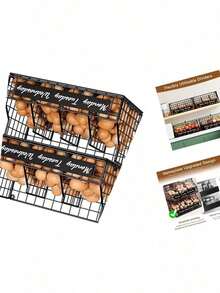 Egg Holder Countertop With 5 Dividers & Labels, 3 Tier Stackable Chicken Egg Holder Baskets For Gathering Fresh Eggs, Egg Organizer For Egg Storage, Wall-Mounted, Black - 黑色 - 查看 8