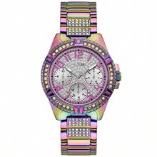 Guess G-Link Series Silver Tone Iridescent Steel Strap Ladies Watch, Luxury Rhinestone Decorated Accessory, Brand Gift For Girlfriend/Best Friend, Suitable For Daily, Commute, Date, Party, Versatile Quartz Watch, Comes With Original Watch Box GW0044L1 - Gradient+Gold - View 6