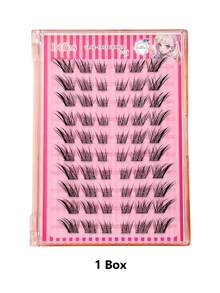 Asiteo 60pcs C-Curl Curly Cartoon Fox Eye Self-Adhesive Cluster Fake Eyelashes, No Glue Needed, DIY Individual Lash Extension, Natural & Soft, Segmented False Eyelashes - C - View 7