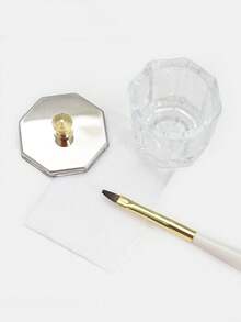 Đĩa thủy tinh pha lê đựng bột nhúng móng acrylic, monome và nước tẩy sơn móng tay (Hình bát giác có nắp bằng thép không gỉ, 1 chiếc) - Nhiều màu - Xem 5