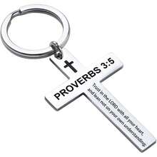 Ldurian Bible Verse Keychain Christian Cross Keychain For Women, Cross Key Chain For Men Religious ScriptureChristmas - Romans 5:8 - View 5
