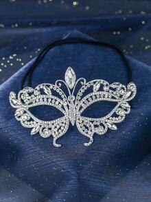 1pc Fashionable Rhinestone Mask, High-End Geometric Hollow-Out Mask For Halloween Party, Masquerade Ball Decor - Mask - View 17