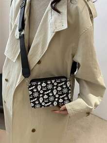 1 Stück Halloween Totenkopf Muster Damen Umhängetasche Umhängetasche Quadratische Tasche Mini Handytasche Kosmetiktasche, Halloween Geldbörse, perfekt für Halloween Partys, Halloween Mode & Gothic Mode, beste Halloween Geschenke für Frauen, perfekt passend zu Halloween Kostümen für Frauen