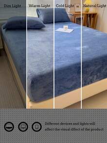 3 件海军蓝柔软舒适水晶天鹅绒床单套件（1 件床笠 + 2 件枕套），可机洗，适合卧室和客房，四季皆宜