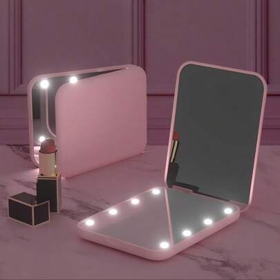 LED Makeup Mirror, Portable Makeup Mirror With Lights, Dual-Sided 1X/3X Magnification Lighted Compact Makeup Mirror, Foldable Portable Makeup Mirror With Lights, Travel Makeup Mirror With Lights, Wallet/Pocket-Sized Portable Makeup Mirror With Lights, Decorative Lighted Makeup Mirror, Portable LED Makeup Mirror