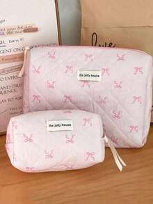 3 pièces/set Sac de maquillage avec nœud rose, organisateur de cosmétiques léger avec fermeture éclair, boîte de rangement multifonction au style doux, cadeau pour la fête des mères, cadeau pour la meilleure amie, cadeau pour l'enseignant. Sac de cosmétiques, boîte de rangement pour maquillage, trousse de maquillage, rangement pour maquillage, rangement pour bijoux, rangement pour brillant à lèvres, rangement pour vernis à ongles, sac de maquillage, boîte de rangement pour maquillage, organisateur de maquillage, rangement pour maquillage, trousse de maquillage, sac de maquillage - Multicolore - Voir 6
