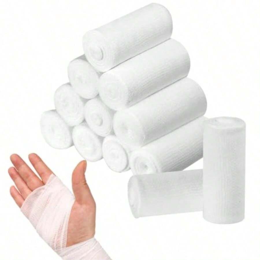 10 Rolls Gauze Elastic Bandages, Breathable Animal Bandages, Mummy Style Bandages, Suitable For Arm And Leg Injuries, Stretchable