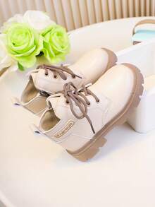 1 Pair Fashionable & Versatile Baby Boots For Autumn/Winter, Lace-Up Design For Flexible Adjustment, Snug Fit To Child's Foot Shape, Heel Pull Tab For Easy On/Off, Promotes Self-Care Ability