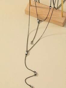 Trang trí Rhinestone Vòng cổ nhiều lớp Y Lariat - màu đen - Xem 4