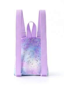 1个冬季新款迷你可爱星月印花柔软毛绒可调节背包，适合儿童女孩，可用于户外旅行、日常使用、节日礼物、小学等场合。 - 紫色 - 查看 5