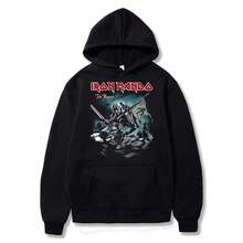 Iron-MandoS  Japanese Anime Cartoon Pullover Hoodies Printed Hoodies Men's And Women's Hoodies Vintage Unisex Hoodie With Pockets Long Sleeve Casual Top Men & Women Graphic Hoodies & Sweatshirts Funny Hoodie Spring Autumn And Winter Streetwear Clothes For Male & Female - 黑色 - 查看 1