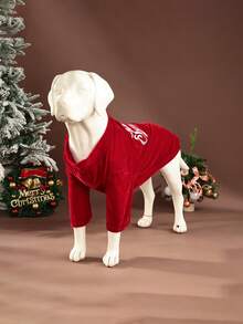 圣诞派对宠物服装，适合小型、中型和大型犬和猫，秋冬季 - 紅色 - 查看 5