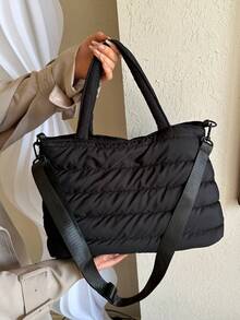 Women's Fashion Casual Tote Bag, Shoulder Bag, Crossbody Bag, Minimalist & Lightweight, Suitable For Daily Use, Tote Bags For Women, College Essentials - Black - View 10