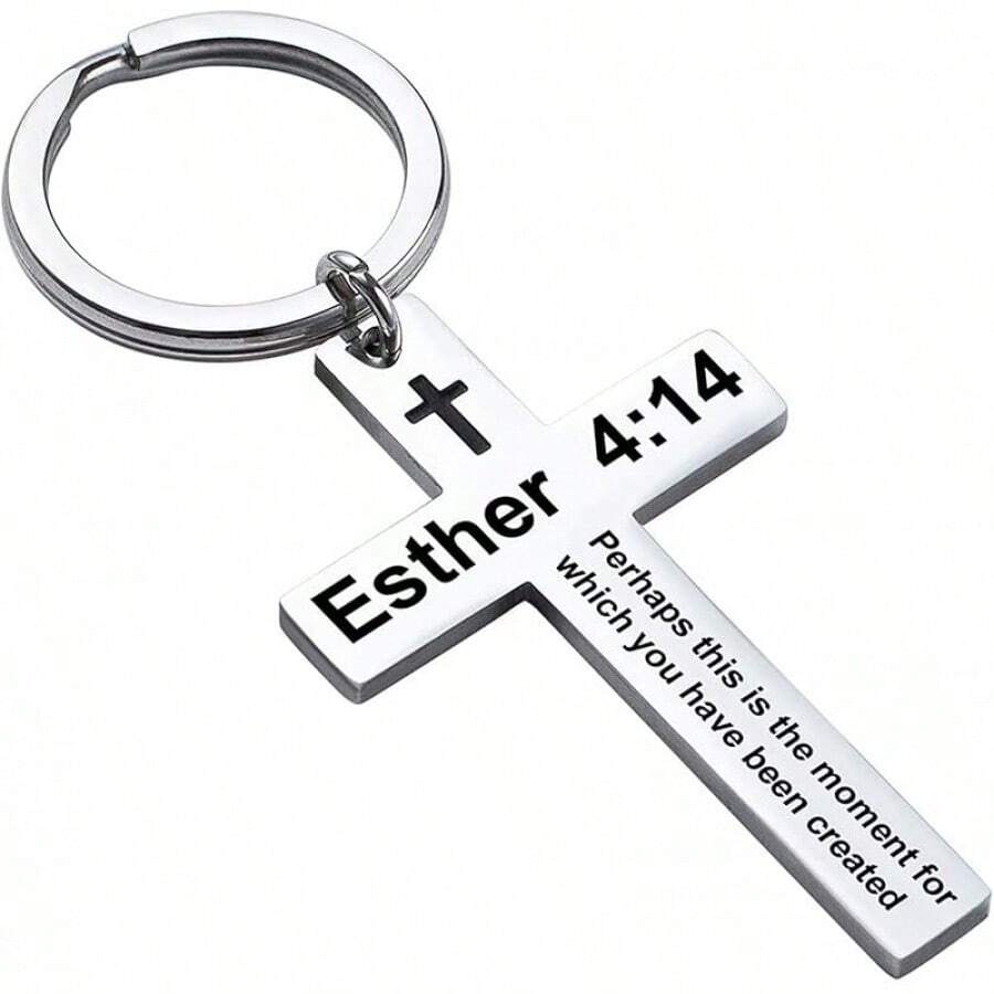 Ldurian Bible Verse Keychain Christian Cross Keychain For Women, Cross Key Chain For Men Religious ScriptureChristmas - 以斯帖記 4:14 - 查看 1