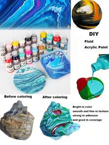 Bộ 6 màu sơn nghệ thuật dạng lỏng, độ bóng cao, sơn acrylic, chống phai màu, hiệu quả hoàn hảo sau khi khô, thích hợp cho đá, gỗ, vải bố, thạch cao và các bề mặt nghệ thuật khác, 100ml/chai, sơn nghệ thuật, màu sắc sống động, sơn bền lâu, dụng cụ nghệ thuật, dành cho nghệ sĩ và họa sĩ, vẽ tranh sáng tạo, dễ tán, màu sắc bền lâu, bột màu vẽ. - Nhiều màu - Xem 5