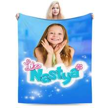 [Cozy Knitted Polyester Throw Blanket] Like Nastya Anime-Themed Glam Flannel Throw Blanket, Ultra-Soft, Digital Print, All-Season Cozy Knitted Polyester Throw, For Couch, Office, Travel, Home Decor, Unique Inspirational Gift For Music Lovers - Trộn màu - Xem 3