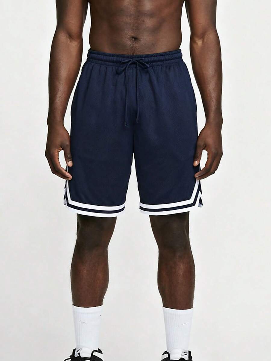 A Pair Of Men's Mesh Breathable And Comfortable Sports Shorts, Suitable For Basketball, Casual Wear, Football, Tennis, And Various Sports - Màu xanh hải quân - Xem 1