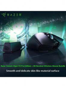 RAZER Deathadder V3 PRO Lightweight Ergonomic Wireless Mouse With 30,000 DPI Precision Tracking, 8KHz Polling Rate Technology, USB-C Charging, And Esports Optimization. Black With 8K Receiver Set.