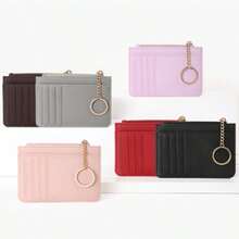 1 New Style Zippered Ladies' Coin Purse, Korean-Style Mini Keychain Small Wallet, 2-In-1 Multi-Card Slot Card Holder & Card Case. It Symbolizes The Delicate Orderliness Of Daily Storage, The Convenient Lightness Of Carrying Around And The Sweet Agility Of Matching Styles. Suitable For Ladies Who Pay Attention To Life Details
